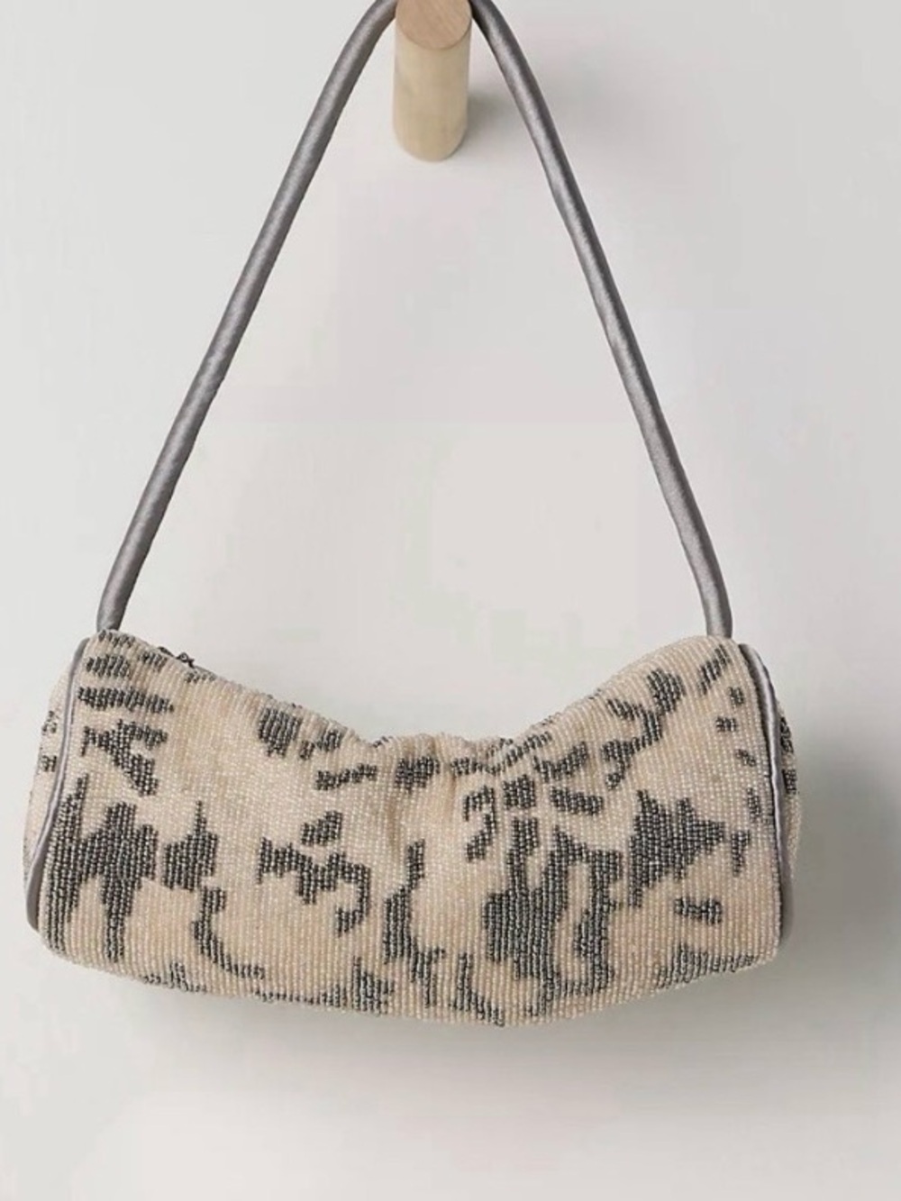 Free people barreled Beaded Cream and Gray Shoulder Bag mini